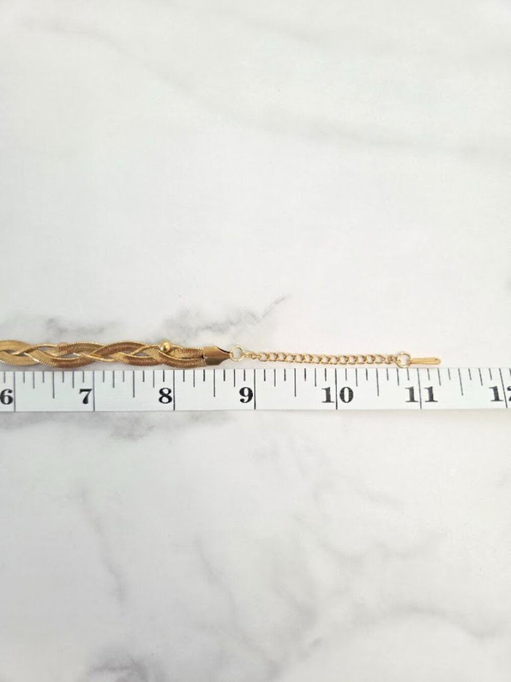 Vintage Gold Braided Herringbone Anklet Chevron Chain Anklet with Beads - Picture 12 of 12